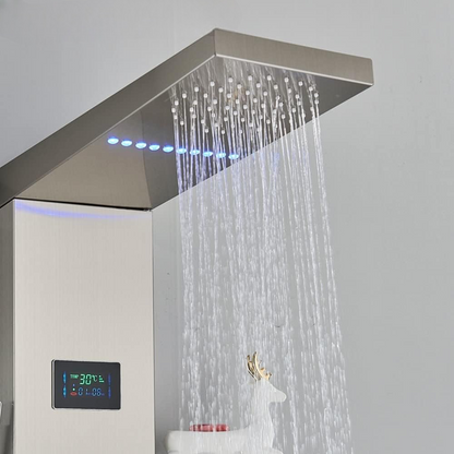 Douchepaneel Regendouche VoordeelPaleis® Carls LCD Premium RVS Brushed