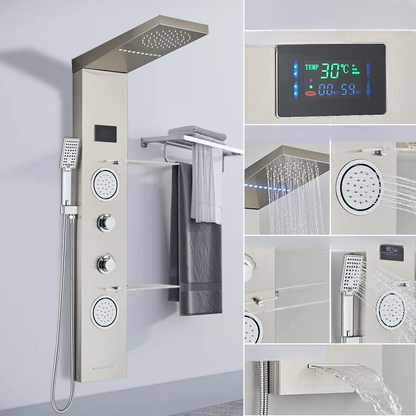 Douchepaneel Regendouche VoordeelPaleis® Carls LCD Premium RVS Brushed
