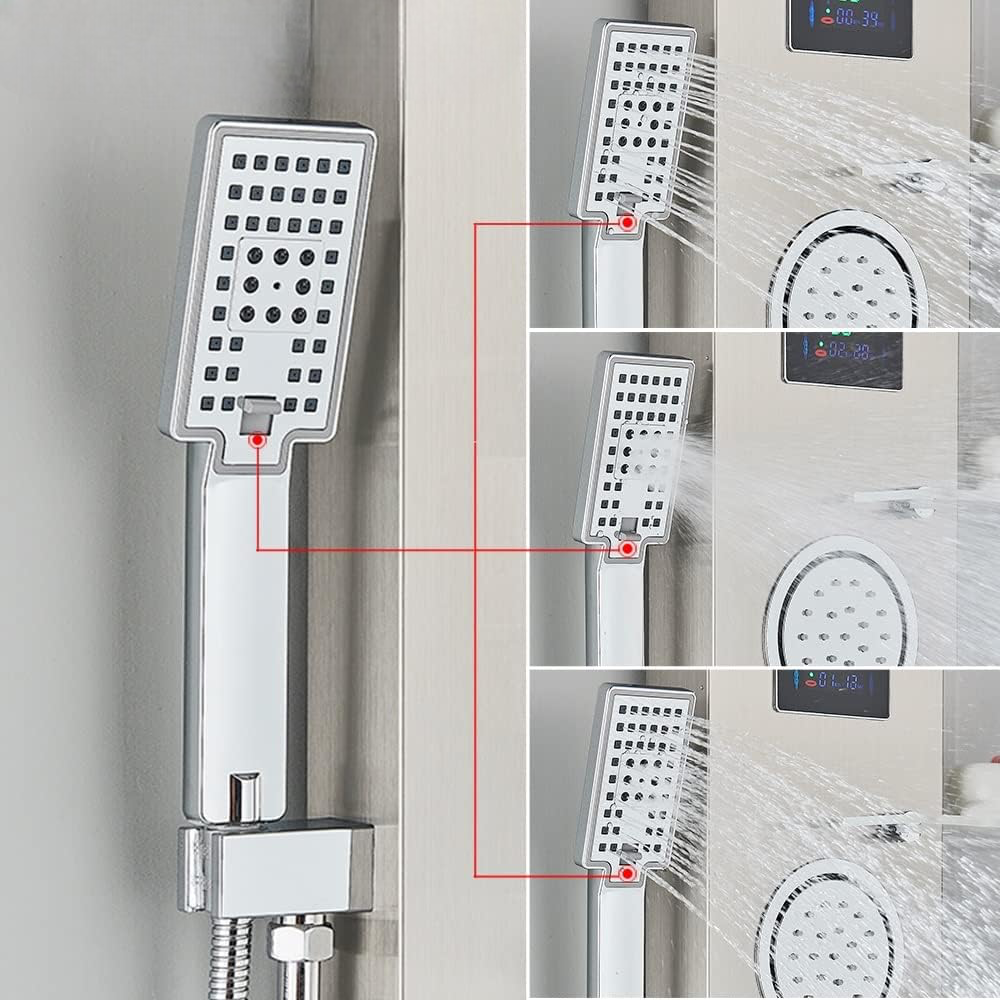 Douchepaneel Regendouche VoordeelPaleis® Carls LCD Premium RVS Brushed