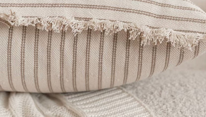 Elegante Kussenhoes met Jacquardpatroon en Franjes - Katoen-Linnenmix