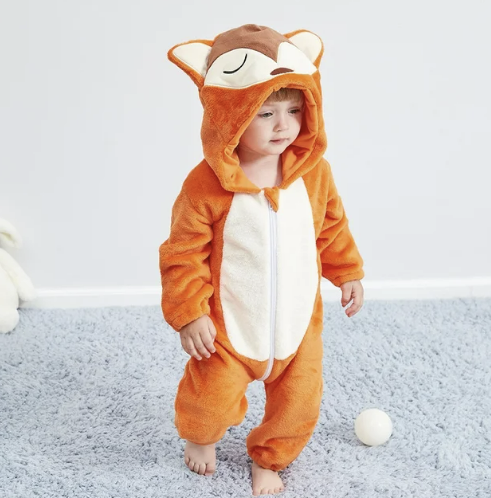 DierenKnuffel babypakje met ritssluiting – zacht & ademend rompertje met dierenkap