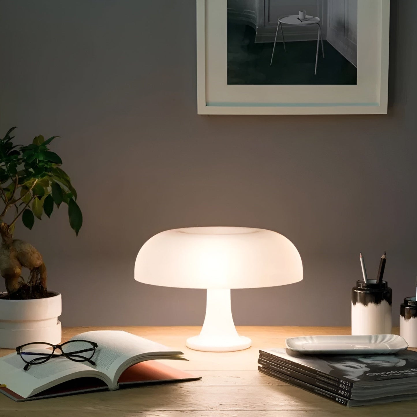 Garduru Minimalistische snoerloze LED paddestoel tafellamp