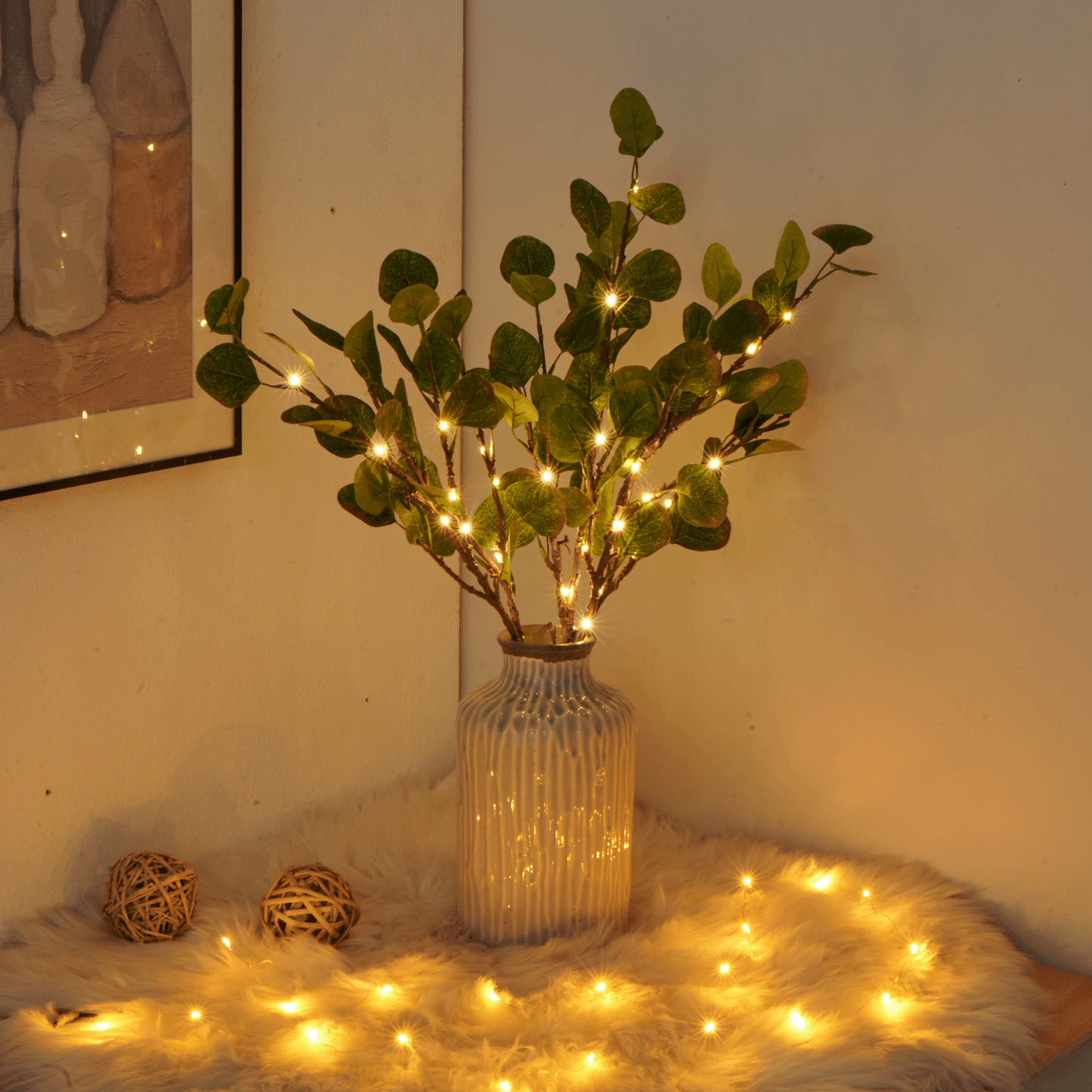 OlivaFairy Sfeerlamp met Olijftakken en LED-verlichting