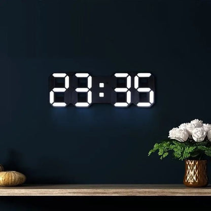 GlowTime 3D LED Wandklok – Stijlvolle Digitale Klok met Instelbare Verlichting