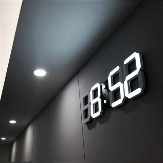 GlowTime 3D LED Wandklok – Stijlvolle Digitale Klok met Instelbare Verlichting