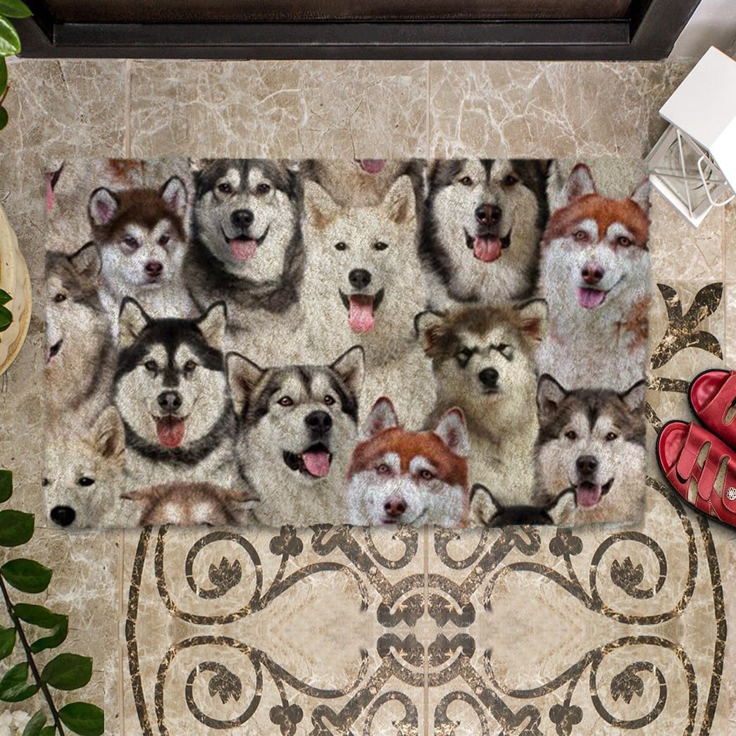 Groepje Alaskan Malamutes Deurmat