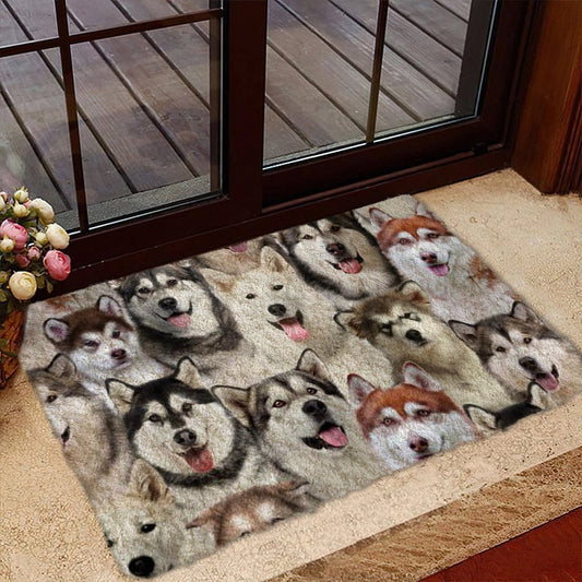 Groepje Alaskan Malamutes Deurmat