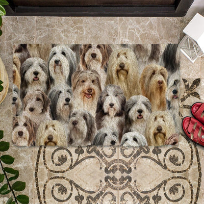 Groepje Bearded Collies Deurmat