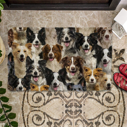 Groepje Border Collies Deurmat