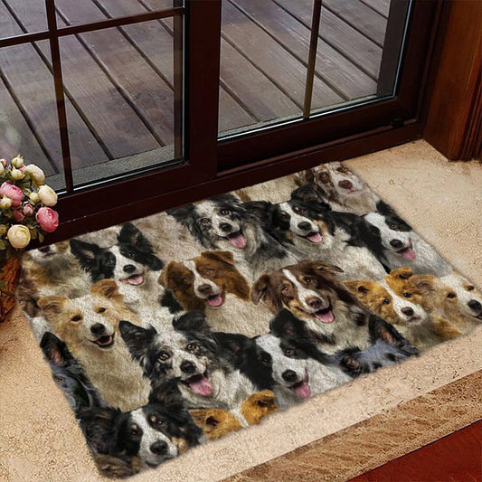 Groepje Border Collies Deurmat
