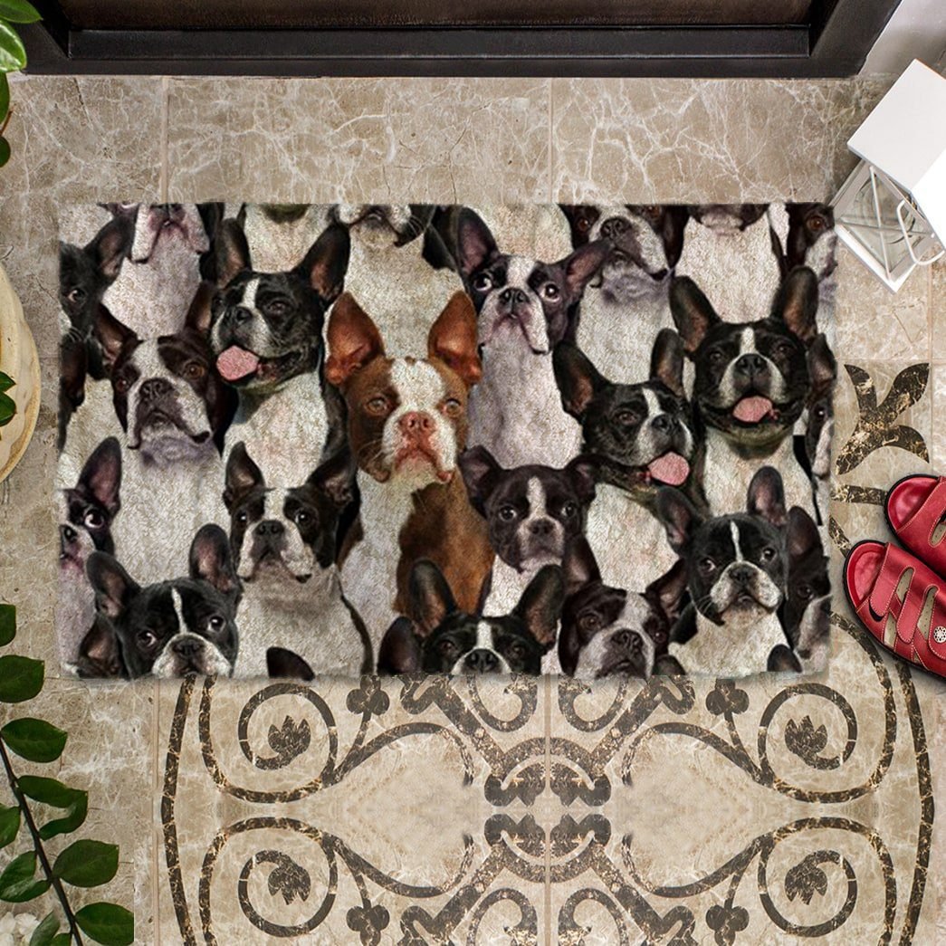 Groepje Boston Terriers Deurmat