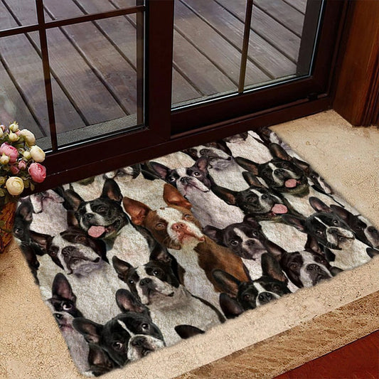 Groepje Boston Terriers Deurmat