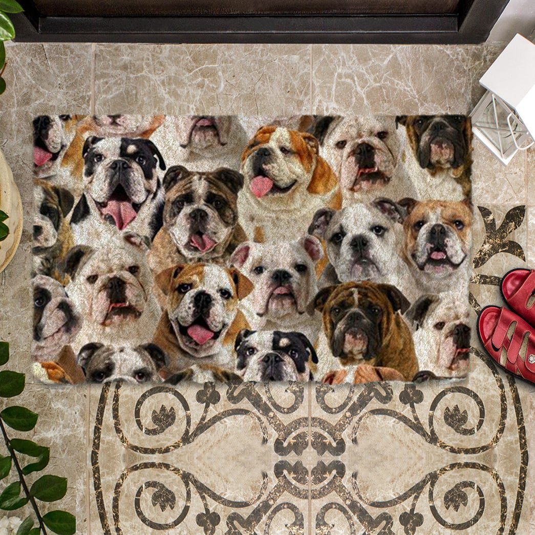 Groepje Engelse/Britse Bulldogs Deurmat