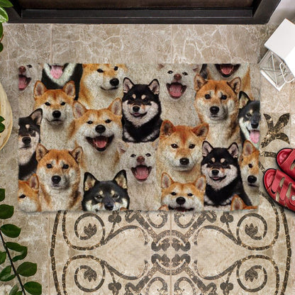 Groepje Shiba Inus Deurmat