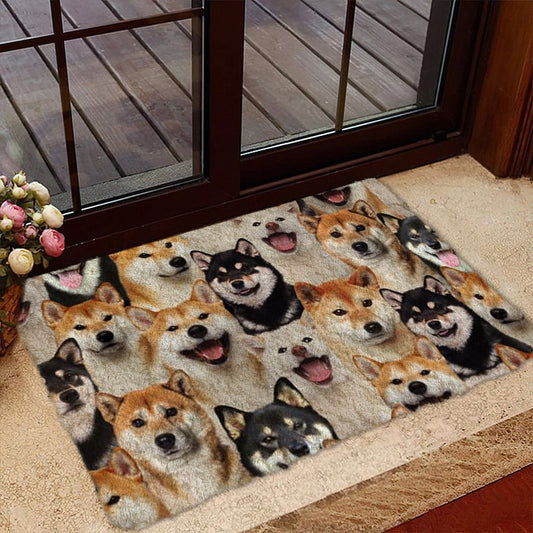 Groepje Shiba Inus Deurmat