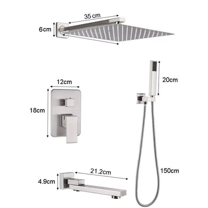 Doucheset Bolivia Premium 30 cm. regendouche vierkant 2-weg RVS geborsteld