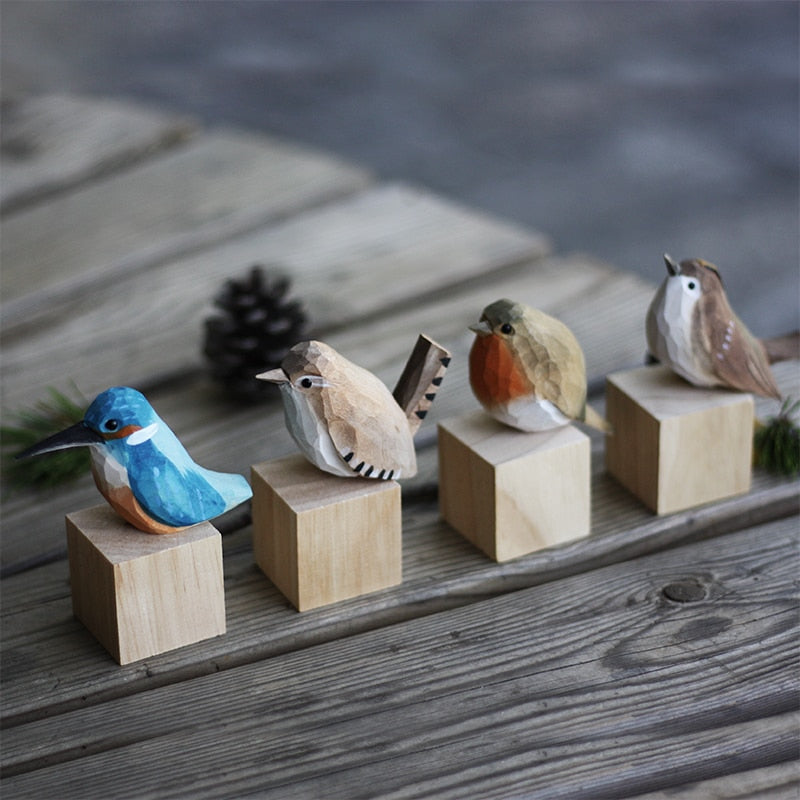 GloRadiance Houten Vogelbeeldjes – Handgemaakt Interieurdecoratie