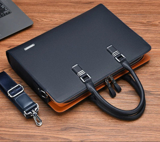 Luxe Leren Laptoptas met Schouderriem en Meerdere Vakken – Geschikt voor 14-15 inch Laptops