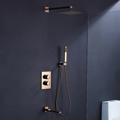 SaniSupreme Inbouw Regendouche 25 cm Set Marbella met Handdouche en Wanduitloop Geborsteld Koper