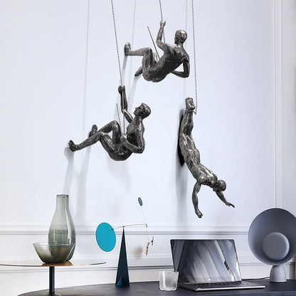 CraftedClimb Klimfiguren Wanddecoratie – Inspirerende Muurkunst van Hars en IJzer