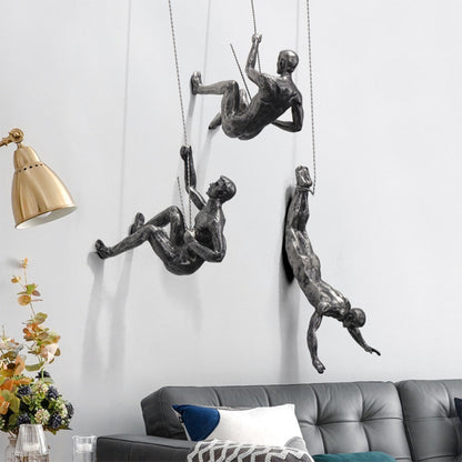 CraftedClimb Klimfiguren Wanddecoratie – Inspirerende Muurkunst van Hars en IJzer