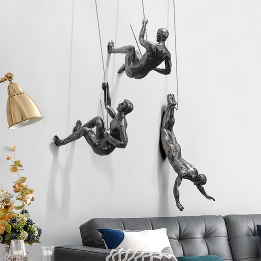 CraftedClimb Klimfiguren Wanddecoratie – Inspirerende Muurkunst van Hars en IJzer