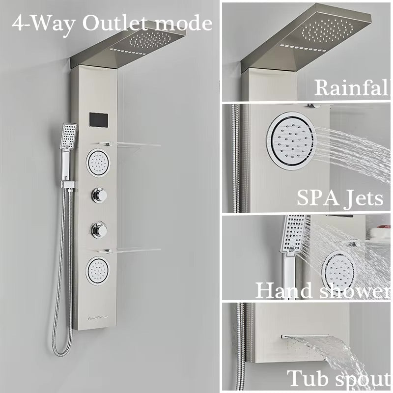 Douchepaneel Regendouche VoordeelPaleis® Carls LCD Premium RVS Brushed