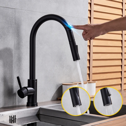 SmartTouch | Keukenkraan met Touch Sensor en Uittrekbare Sproeikop – Geborsteld Nikkel