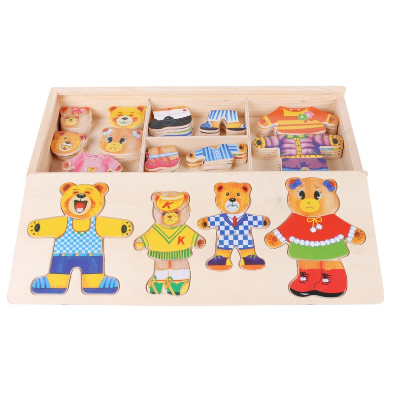 Houten Puzzel – Duurzaam Beukenhout, 100 Outfit Combinaties – Geschikt voor Kinderen vanaf 2 Jaar