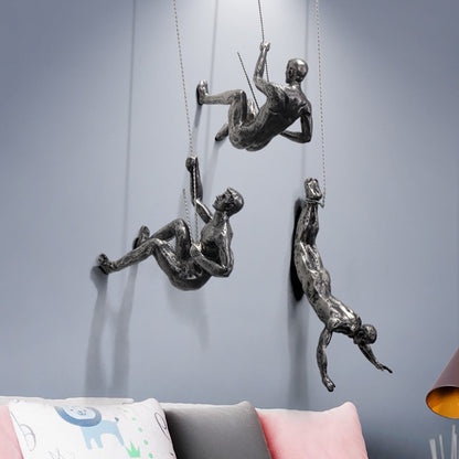 CraftedClimb Klimfiguren Wanddecoratie – Inspirerende Muurkunst van Hars en IJzer