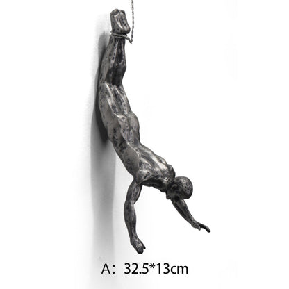 CraftedClimb Klimfiguren Wanddecoratie – Inspirerende Muurkunst van Hars en IJzer