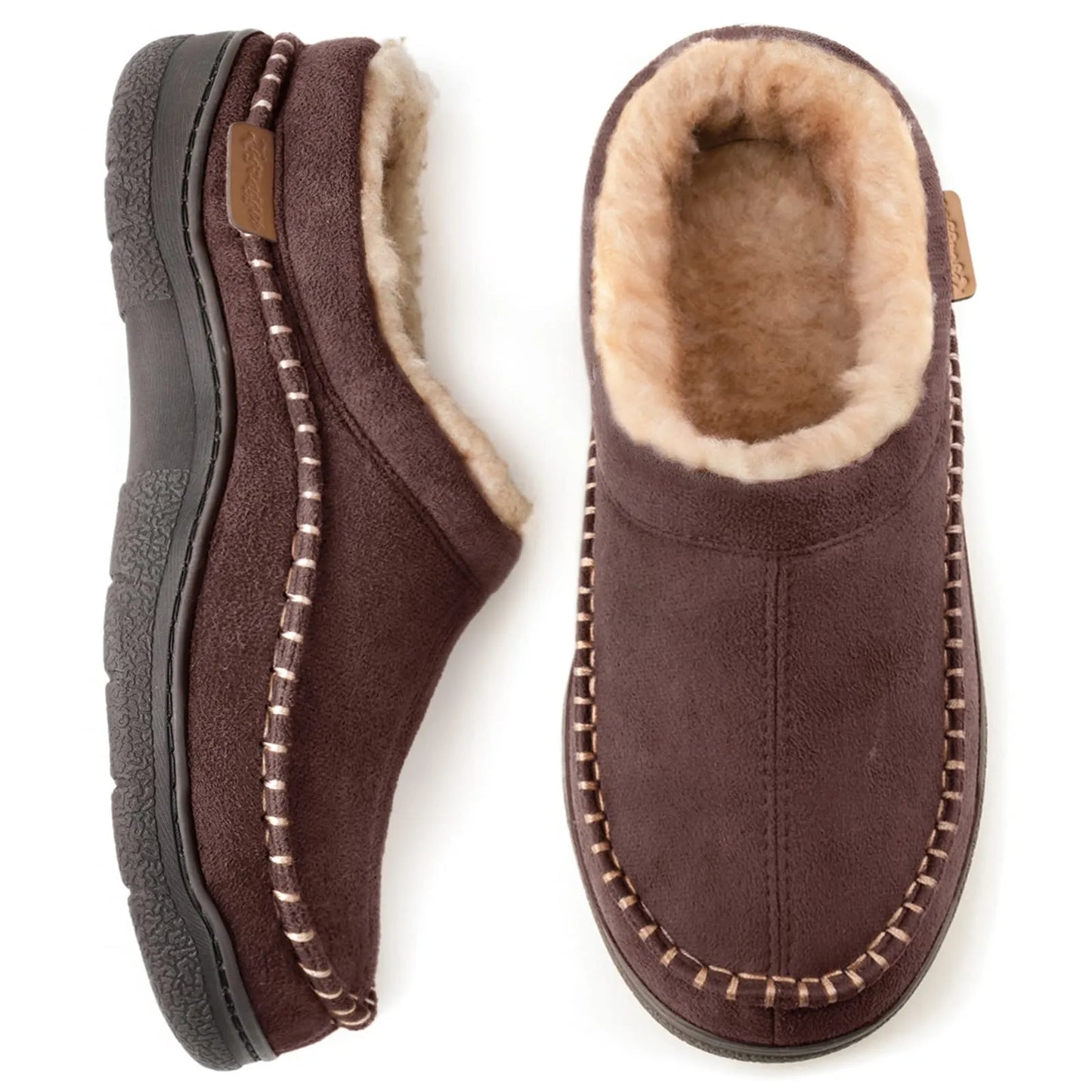 Heren antislip pluche instappers: Warm & brede tenen