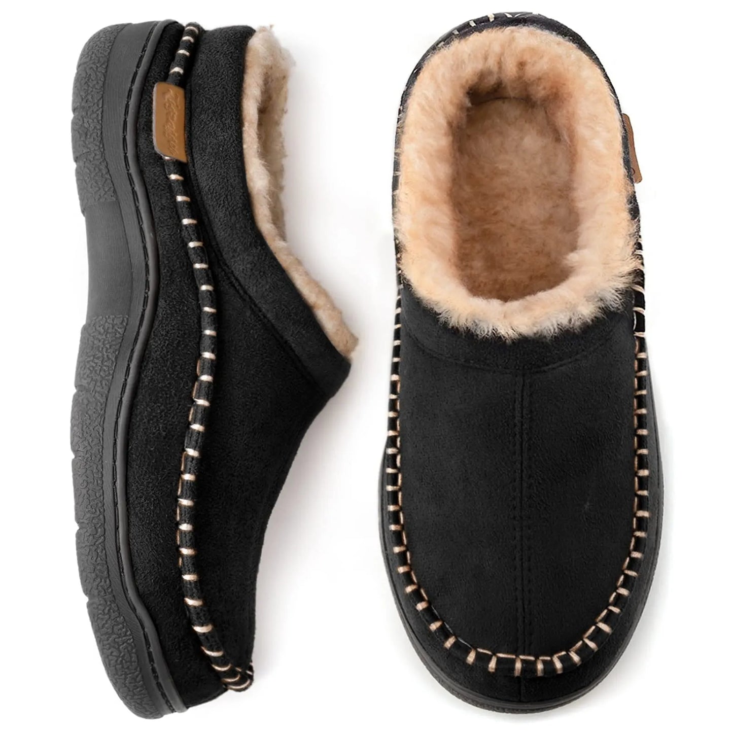 Heren antislip pluche instappers: Warm & brede tenen