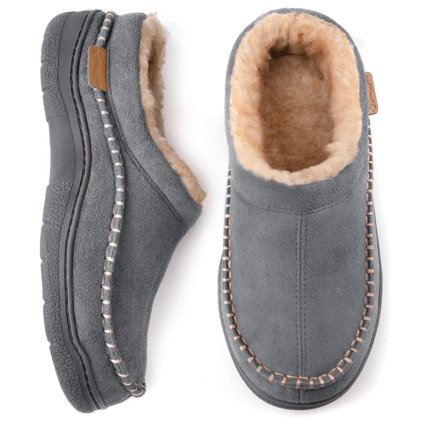 Heren antislip pluche instappers: Warm & brede tenen