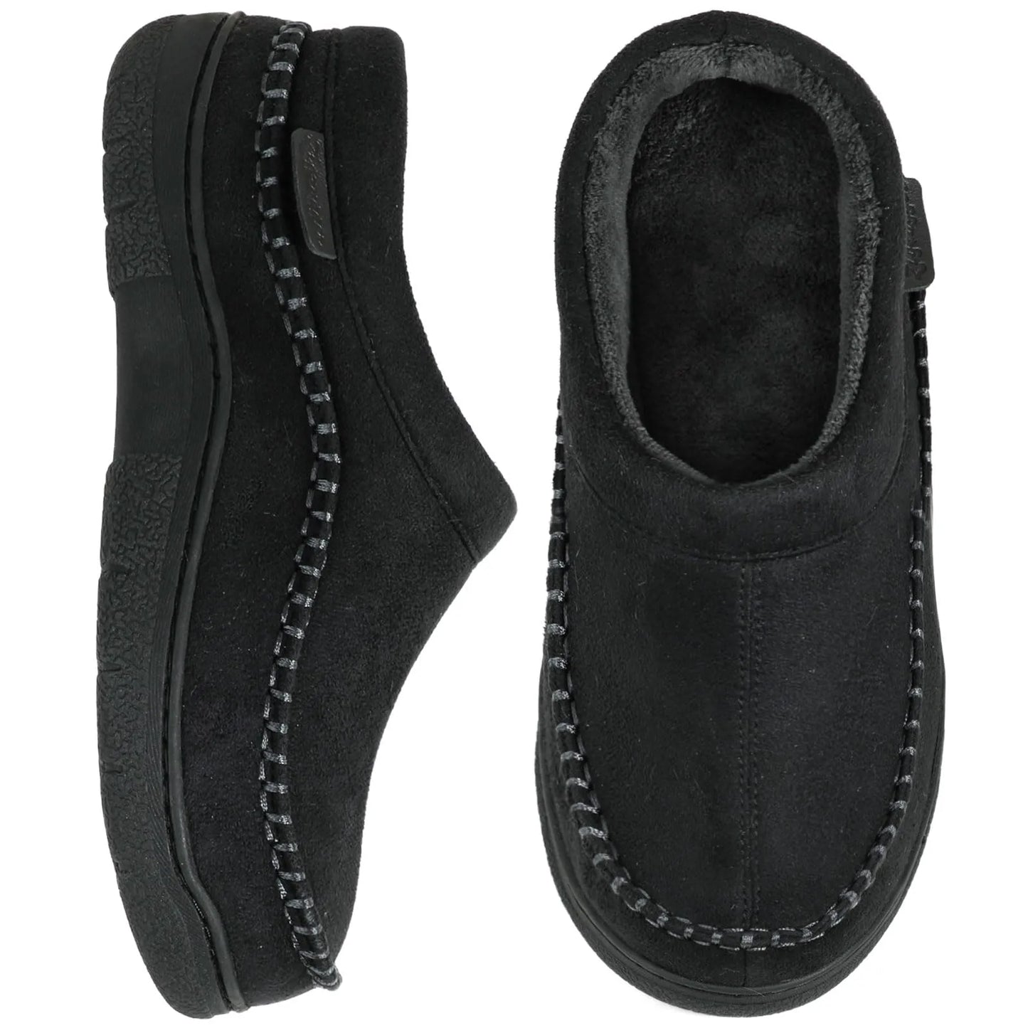 Heren antislip pluche instappers: Warm & brede tenen