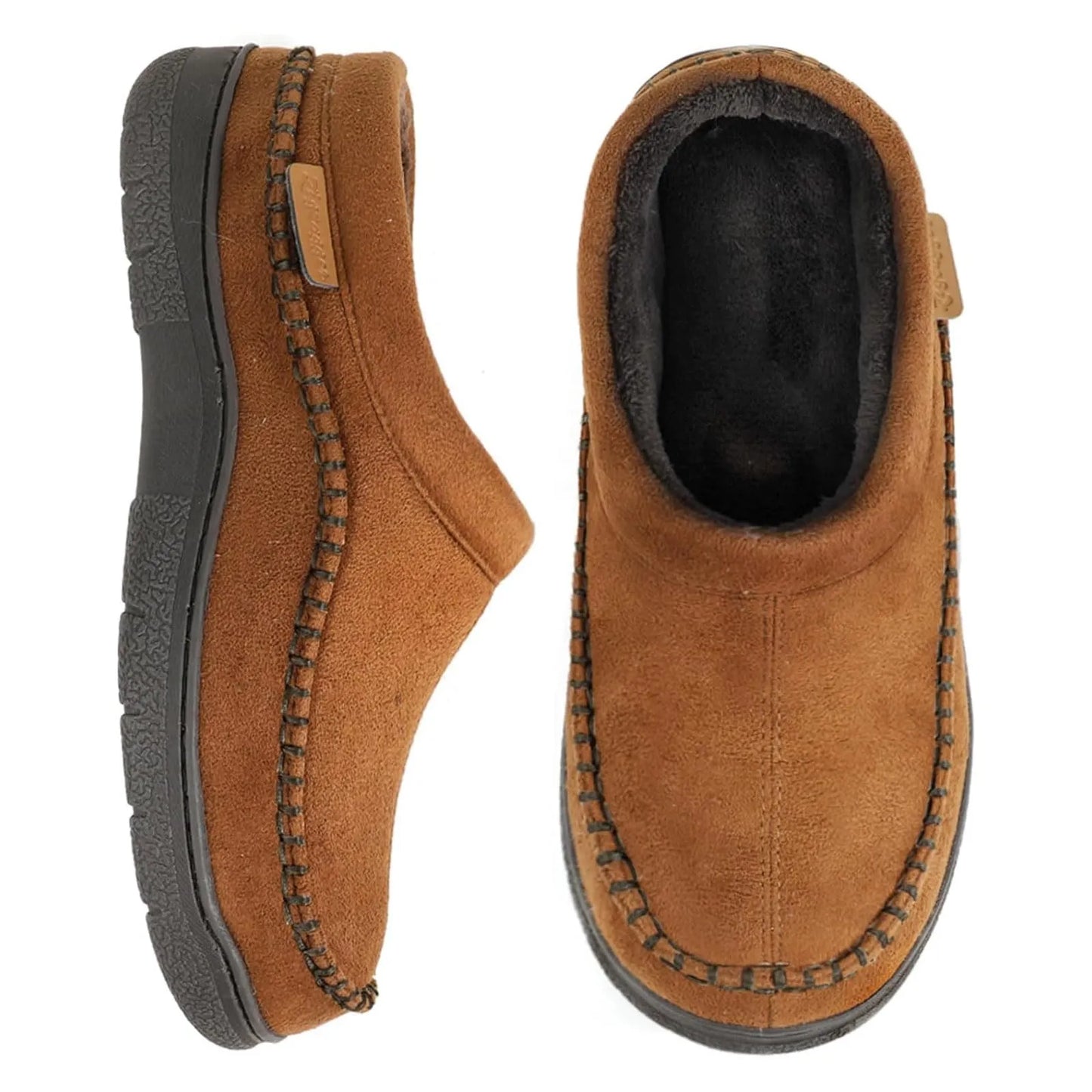 Heren antislip pluche instappers: Warm & brede tenen