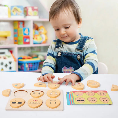 Houten Emotiepuzzel – Educatief Speelgoed voor Emotioneel Begrip – Duurzaam Hout, Ideaal voor Kinderen