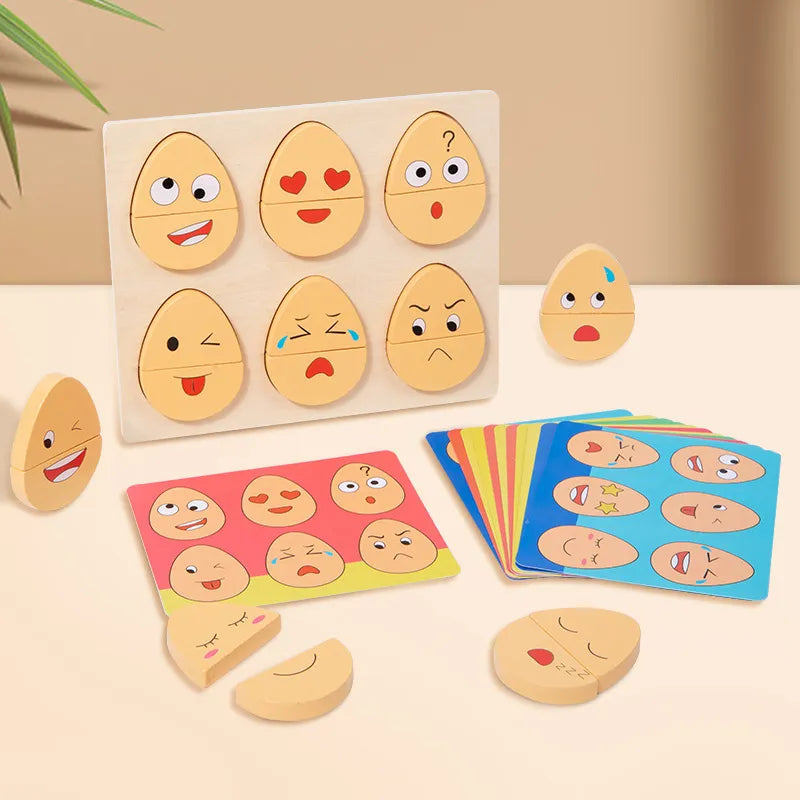 Houten Emotiepuzzel – Educatief Speelgoed voor Emotioneel Begrip – Duurzaam Hout, Ideaal voor Kinderen