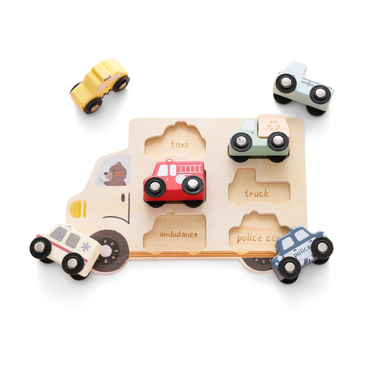 Houten Puzzel – Educatieve PuzzleCars van Duurzaam Hout met 7 Stukken voor Kinderen