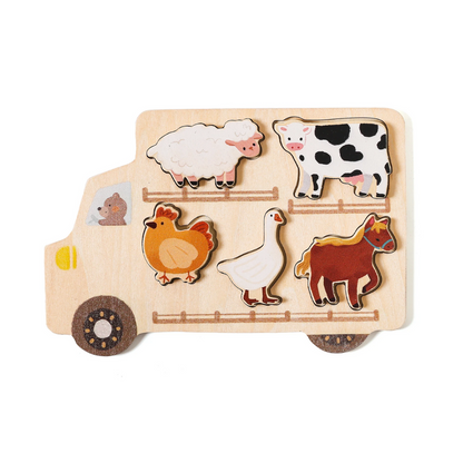 Houten Puzzel – Educatieve PuzzleCars van Duurzaam Hout met 7 Stukken voor Kinderen