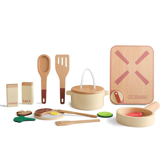 Houten Speelkeuken Set – Educatieve Rollenspel met Realistische Accessoires – Ideaal voor Creatieve Kinderen