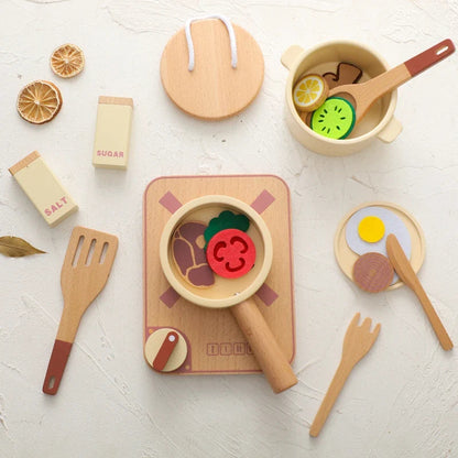 Houten Speelkeuken Set – Educatieve Rollenspel met Realistische Accessoires – Ideaal voor Creatieve Kinderen