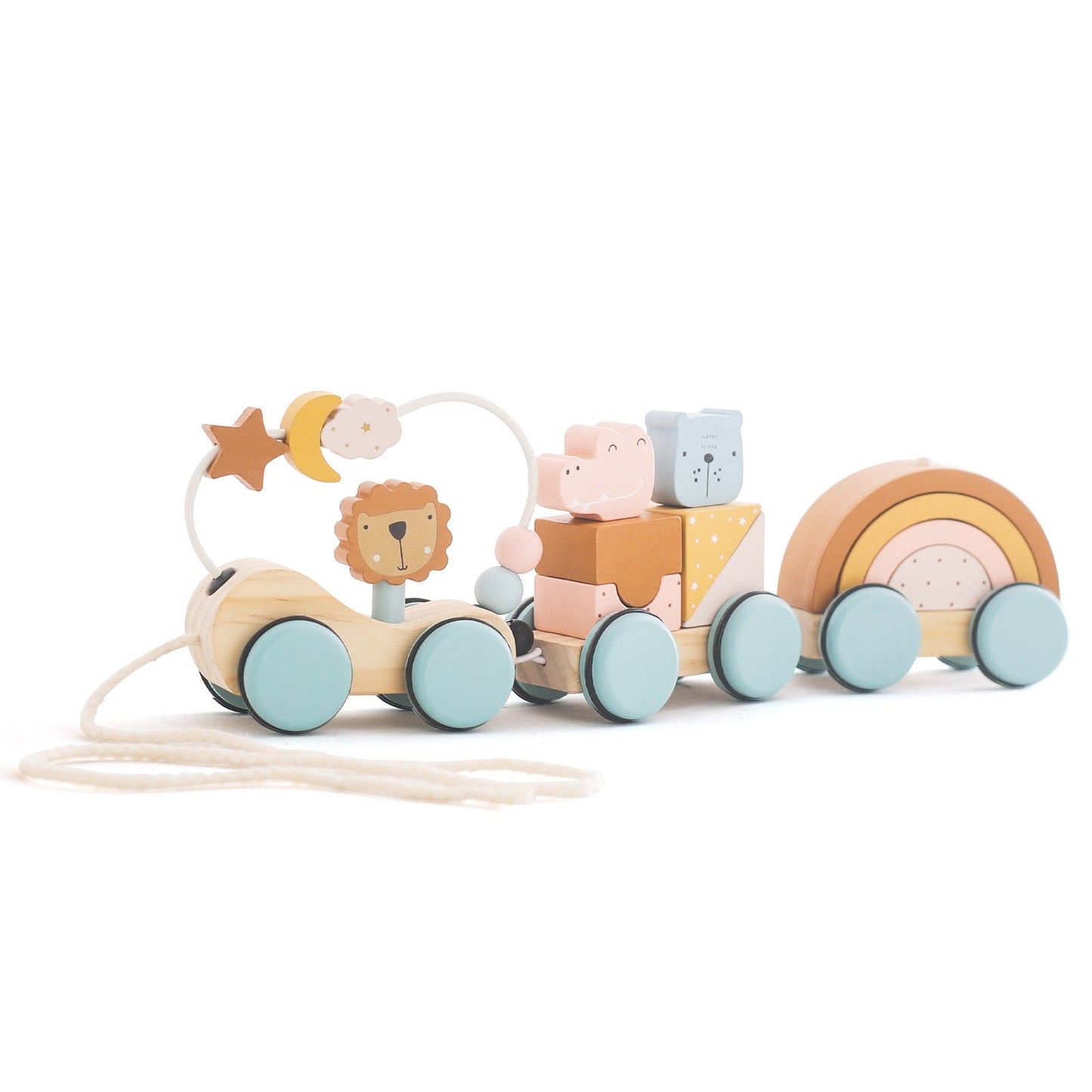 Houten Treinset – Creatief Bouwen en Rijden, Veilig Hout – Speelgoed voor 1, 2 en 3 Jaar