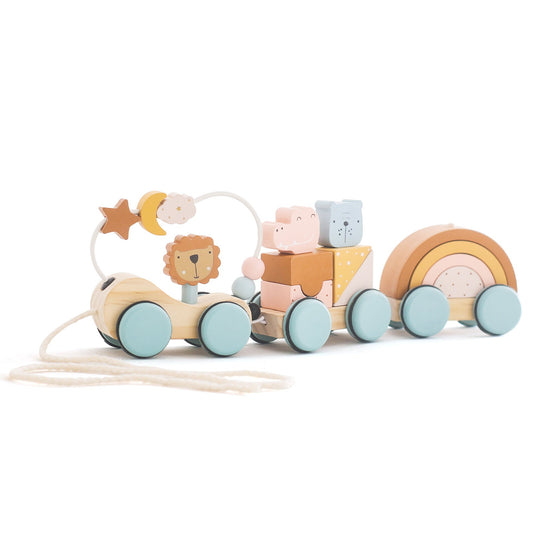 Houten Treinset – Creatief Bouwen en Rijden, Veilig Hout – Speelgoed voor 1, 2 en 3 Jaar