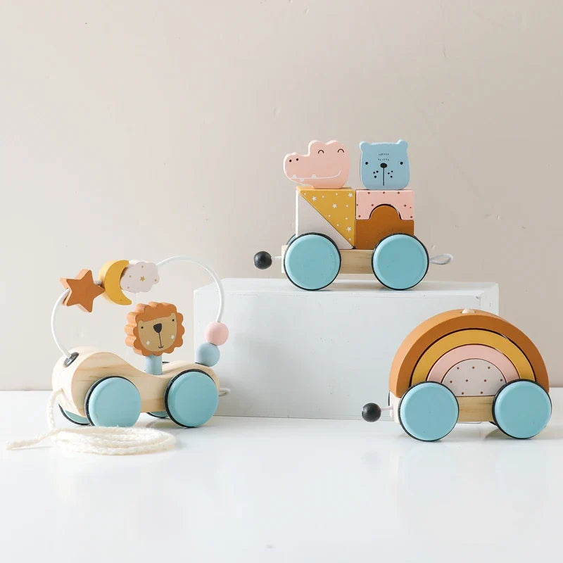 Houten Treinset – Creatief Bouwen en Rijden, Veilig Hout – Speelgoed voor 1, 2 en 3 Jaar