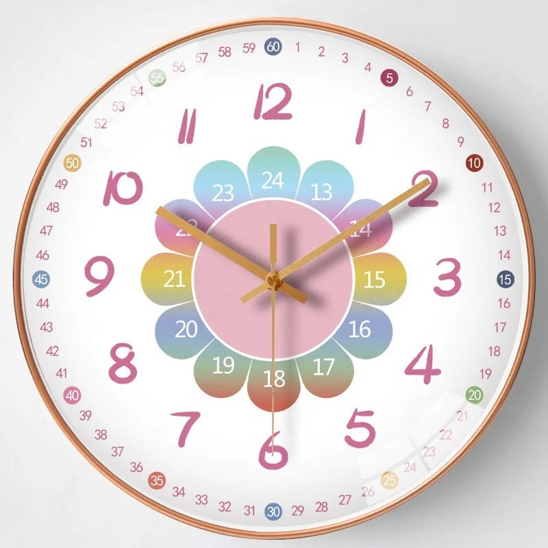 Wandklok – Educatieve Klok met Duidelijke Cijfers en Kleuren, Milieuvriendelijk ABS, Krasbestendig Glas