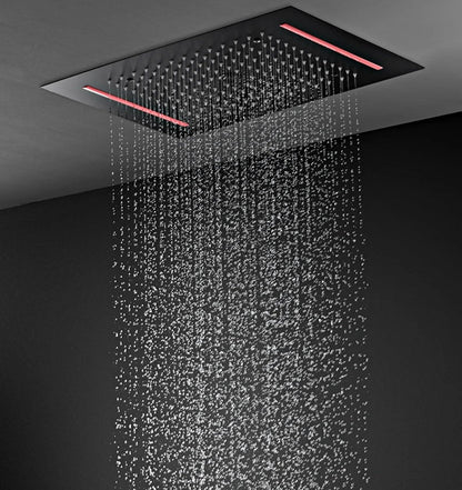 SaniSupreme® AquaTherme Plafond Thermostatische Doucheset Genua 3 weg Inbouw Plafond LED regendouche Mat Zwart