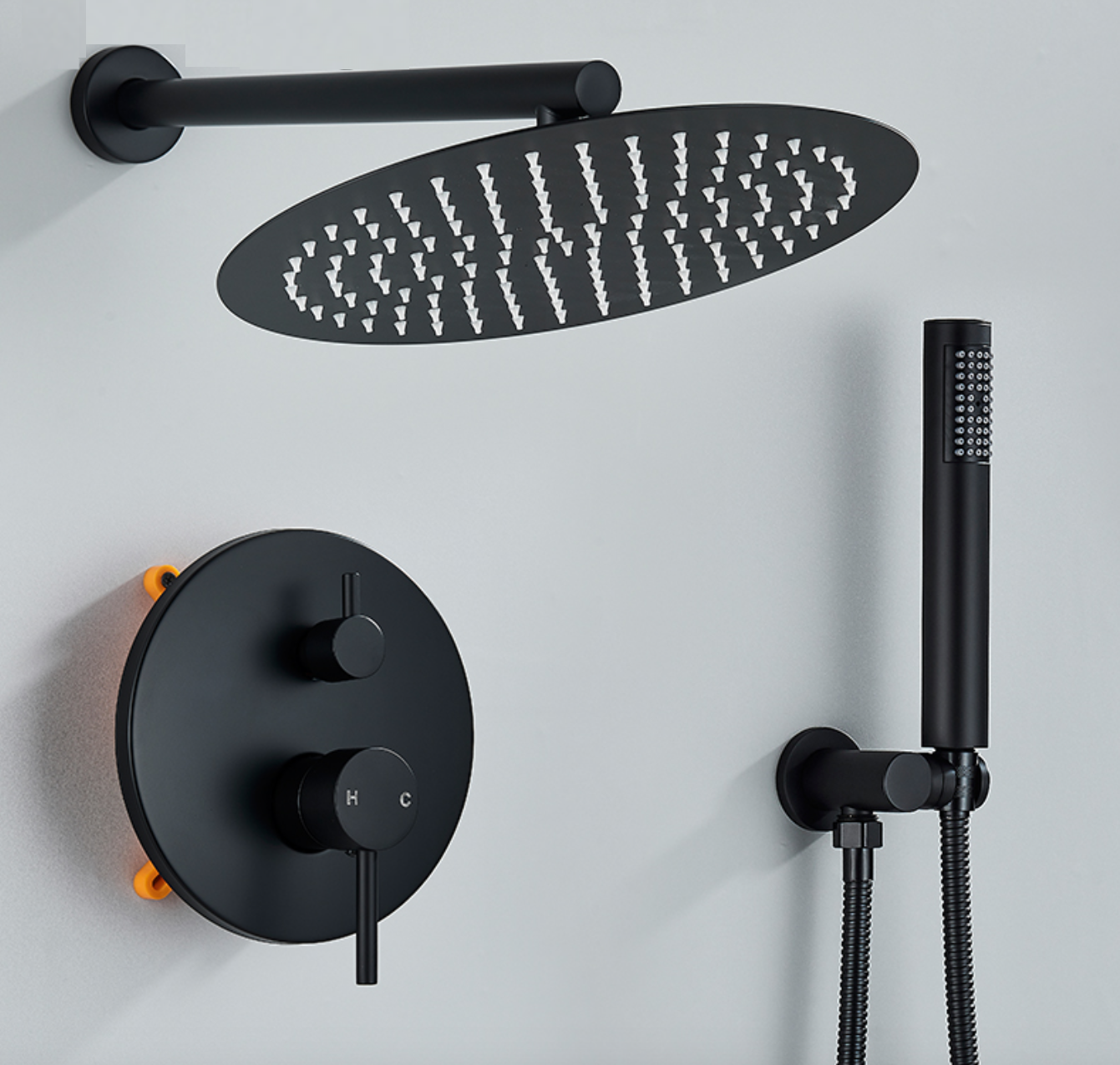AKTIE SaniSupreme Doucheset Yosemite 25 cm. regendouche rond 2-weg zwart inbouw