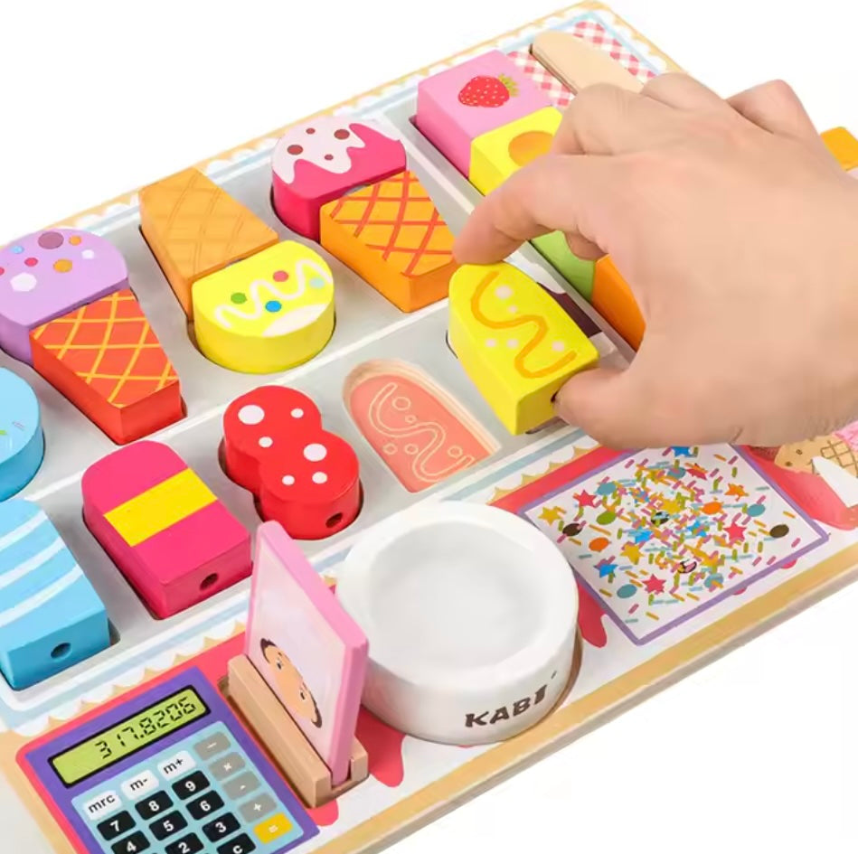 Houten IJswinkel – Creatieve Speelset met Kleurrijke IJsjes en Toppings – Educatief en Duurzaam Speelgoed