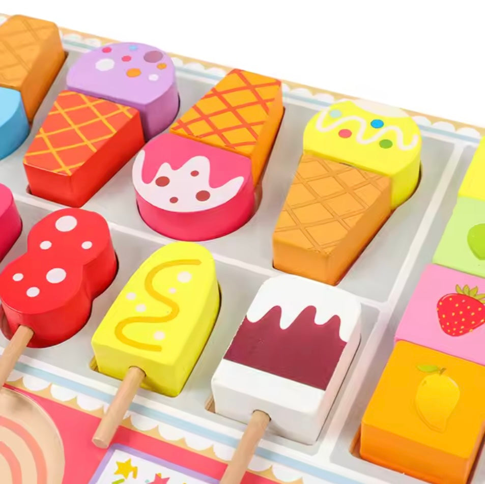 Houten IJswinkel – Creatieve Speelset met Kleurrijke IJsjes en Toppings – Educatief en Duurzaam Speelgoed